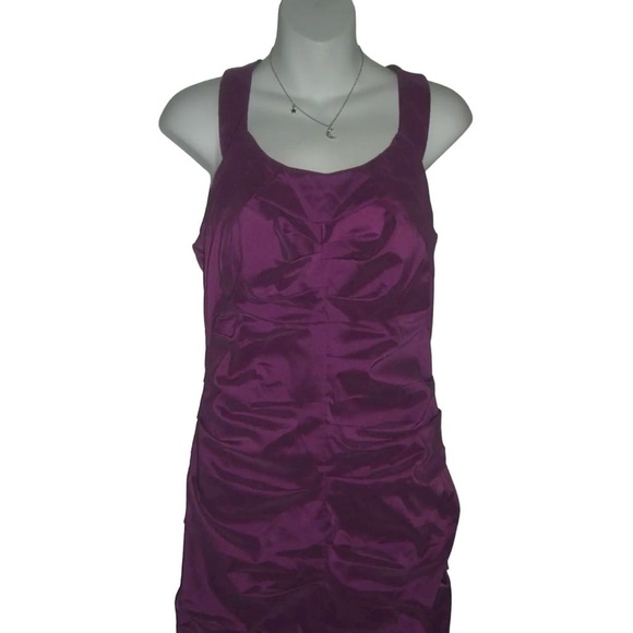 Signature by Sangria Dress Purple Iridescent Ruched Prom Party Wedding Cocktail - Picture 7 of 12
